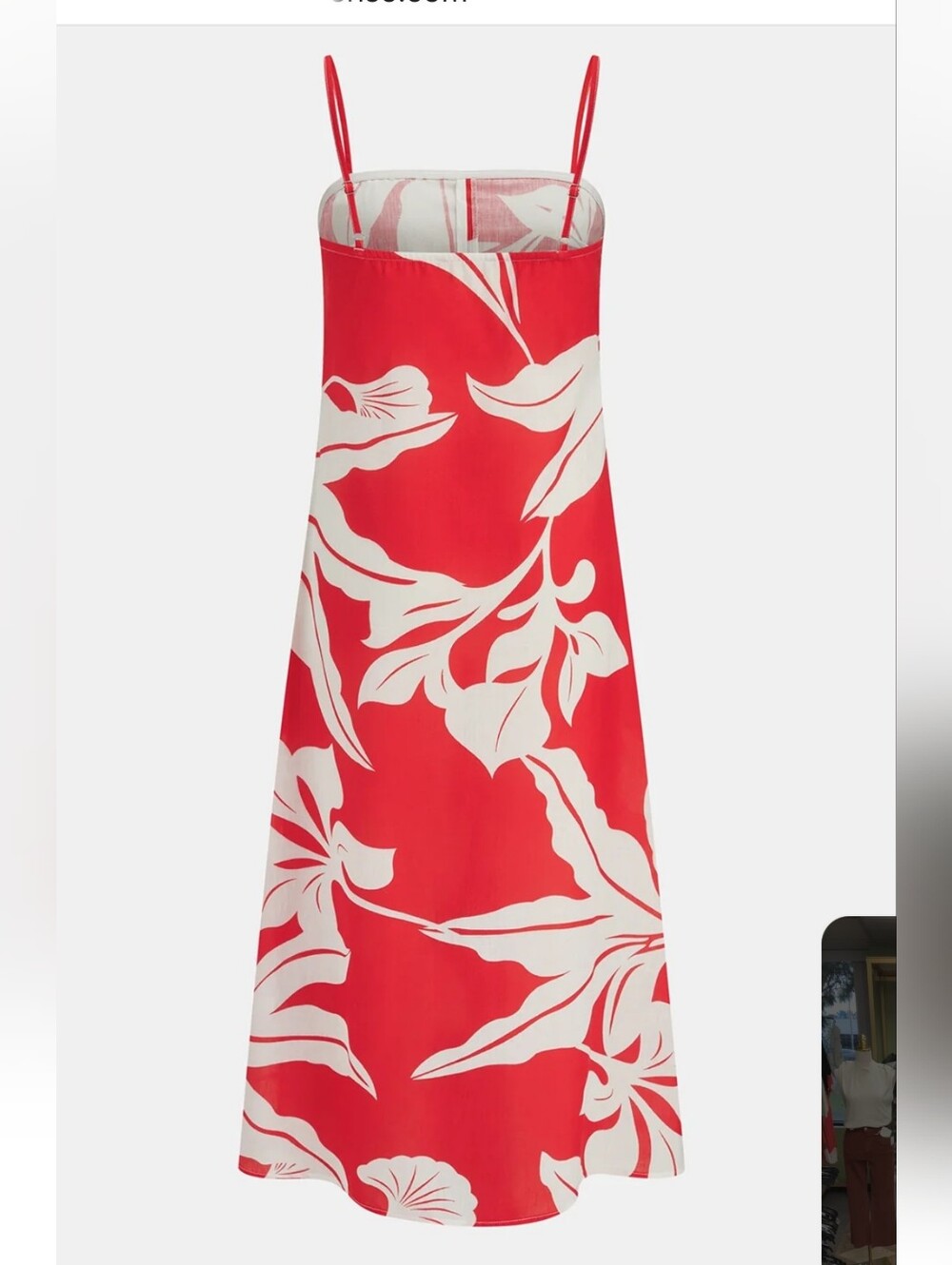 Commense Red & White Leaf Printed Longline Cami Top - Picture 4 of 10